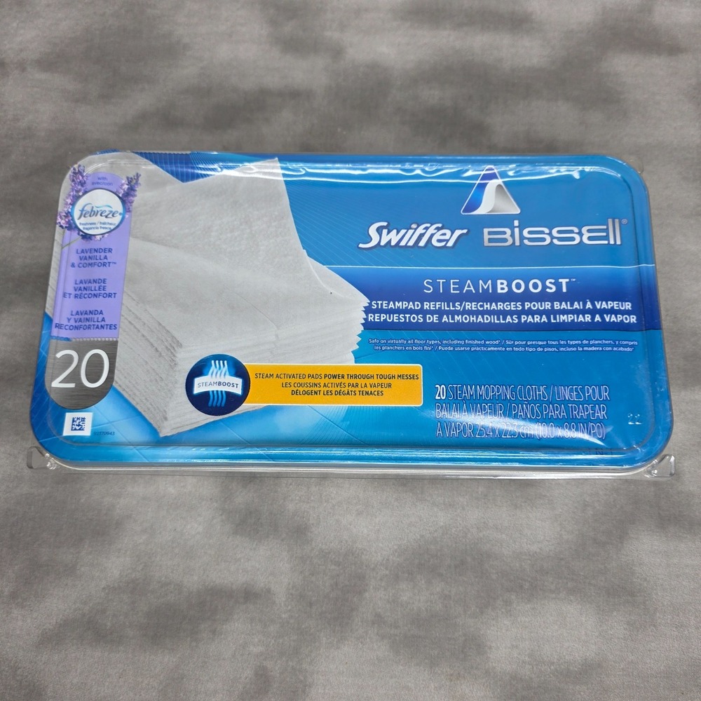 Swiffer Bissell Steam Boost Mop Pads Lavender Vanilla & Comfort 20 Count Refill